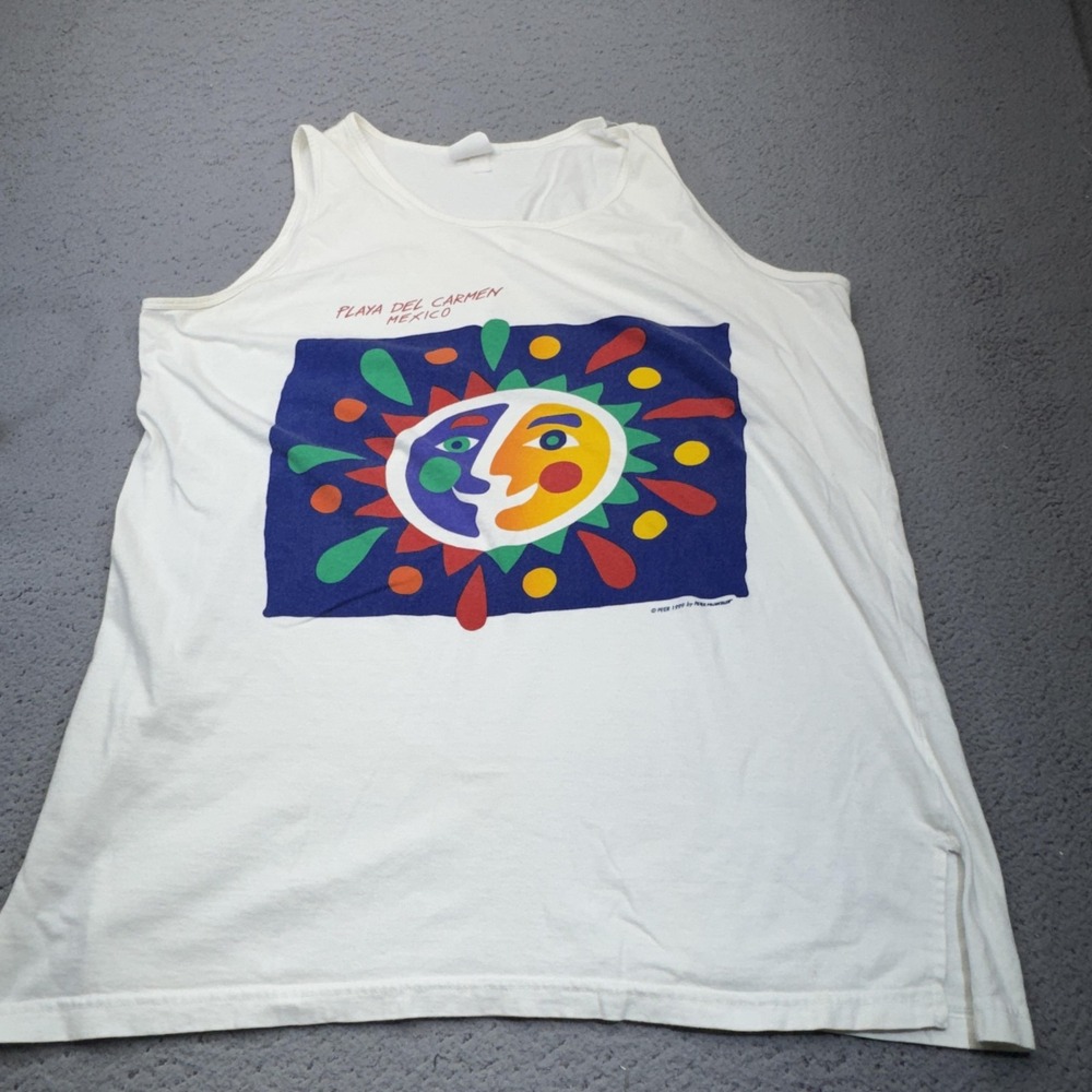 Vintage Mussfeldt Design Shirt Mens Large Art Sun Tank Top Playa Del Carmen 90s